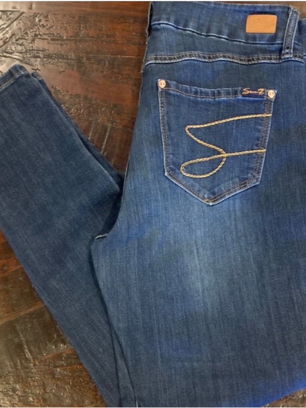 Seven7 Mid‑Wash Straight Leg Jeans in Blue